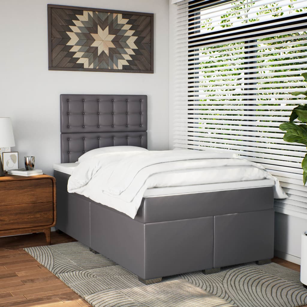 Boxspring met matras kunstleer grijs 120x200 cm