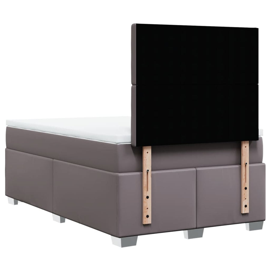 Boxspring met matras kunstleer grijs 120x200 cm