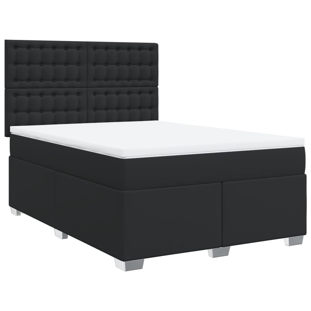 Boxspring met matras kunstleer zwart 140x190 cm