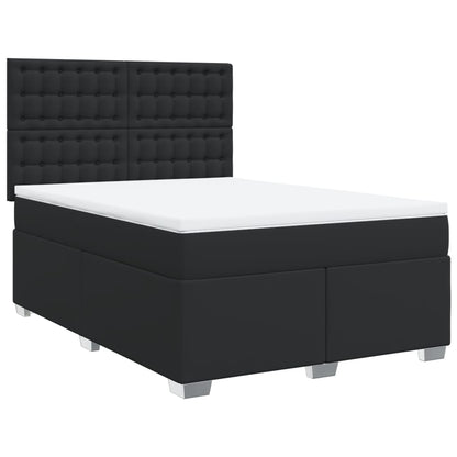 Boxspring met matras kunstleer zwart 140x190 cm