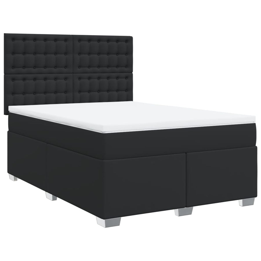 Boxspring met matras kunstleer zwart 140x190 cm