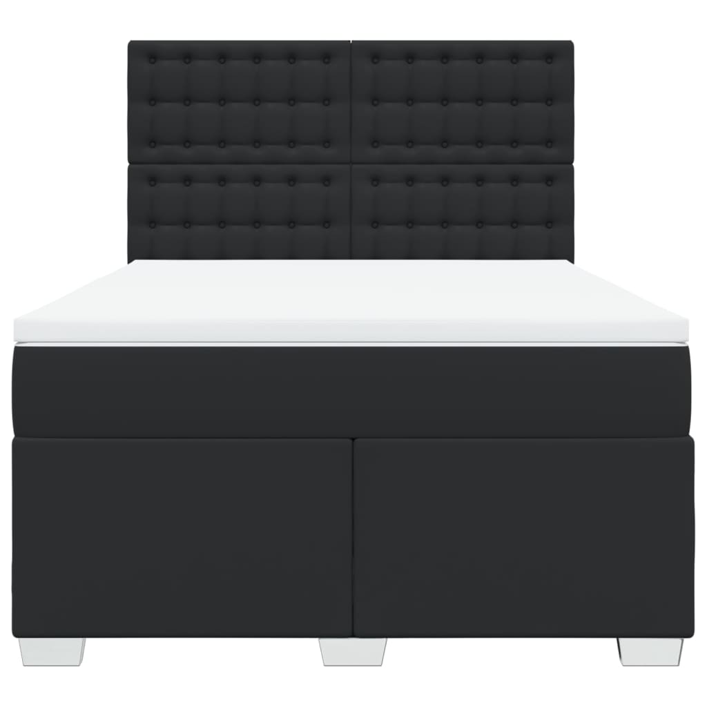 Boxspring met matras kunstleer zwart 140x190 cm