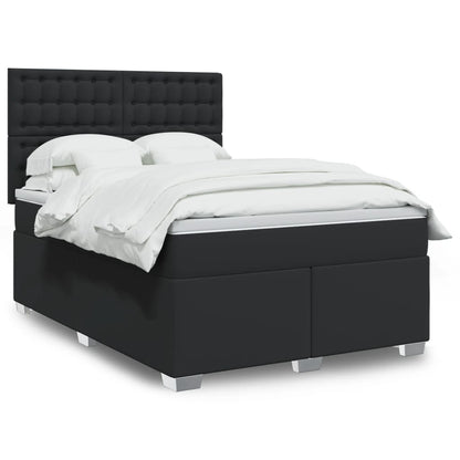 Boxspring met matras kunstleer zwart 140x190 cm