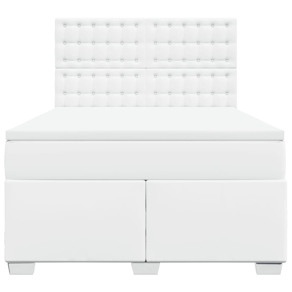 Boxspring met matras kunstleer wit 140x190 cm