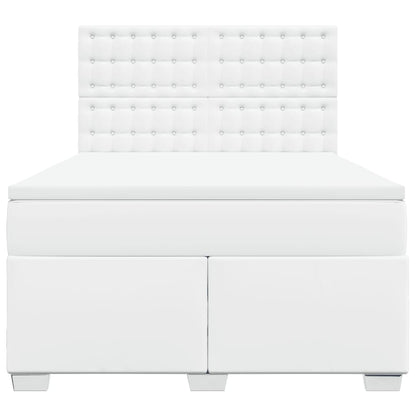 Boxspring met matras kunstleer wit 140x190 cm