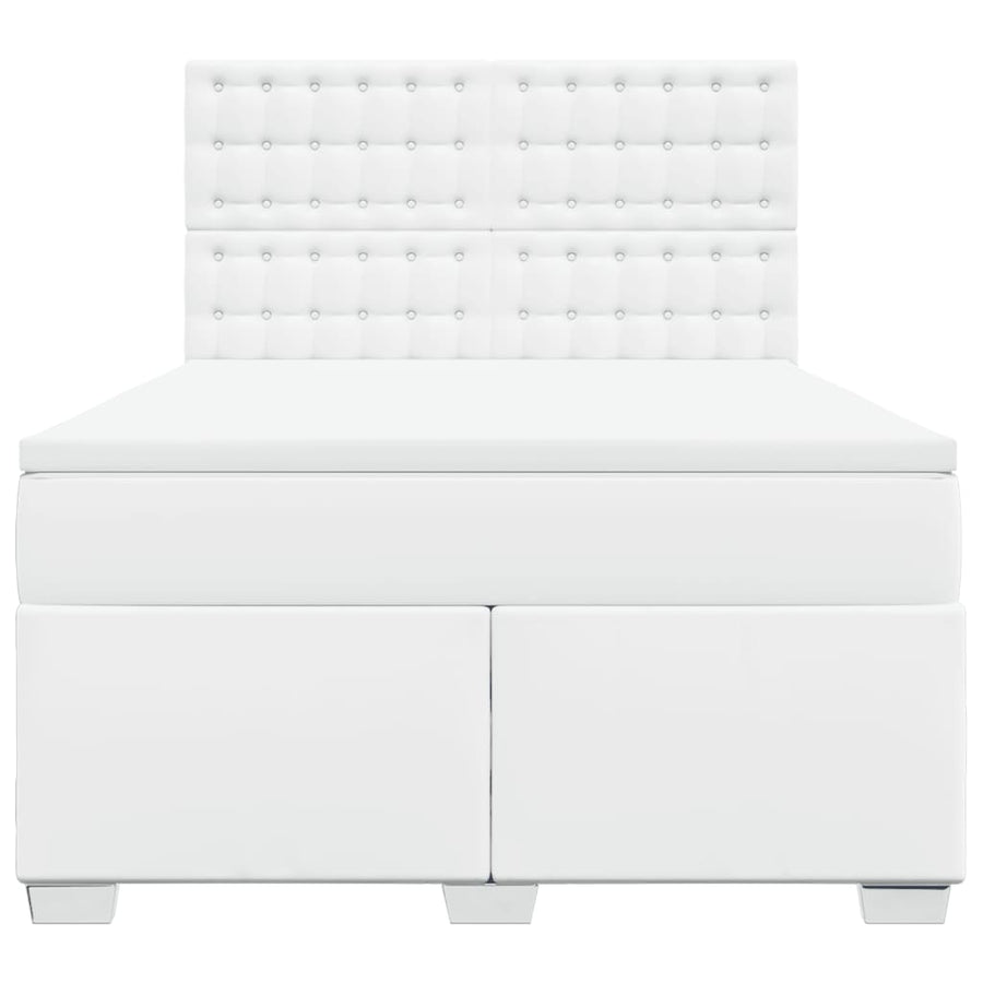 Boxspring met matras kunstleer wit 140x190 cm
