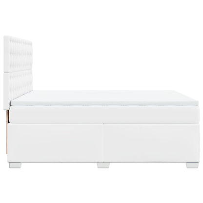 Boxspring met matras kunstleer wit 140x190 cm