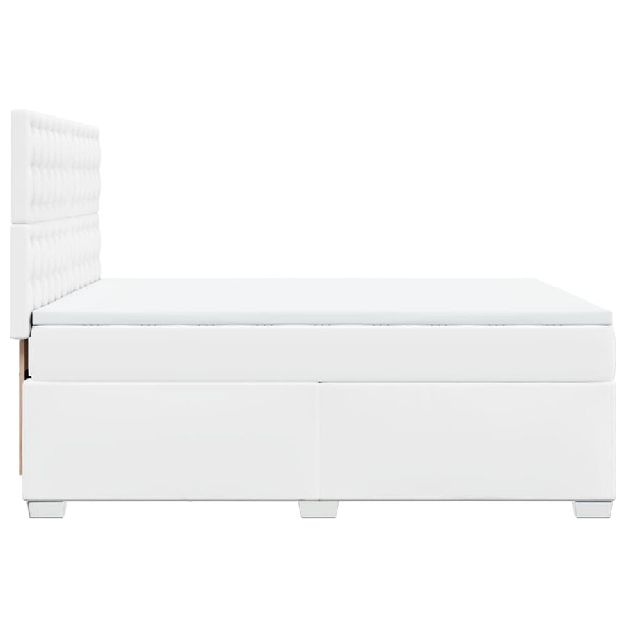 Boxspring met matras kunstleer wit 140x190 cm