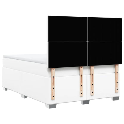 Boxspring met matras kunstleer wit 140x190 cm