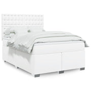 Boxspring met matras 140x190 cm wit kunstleer