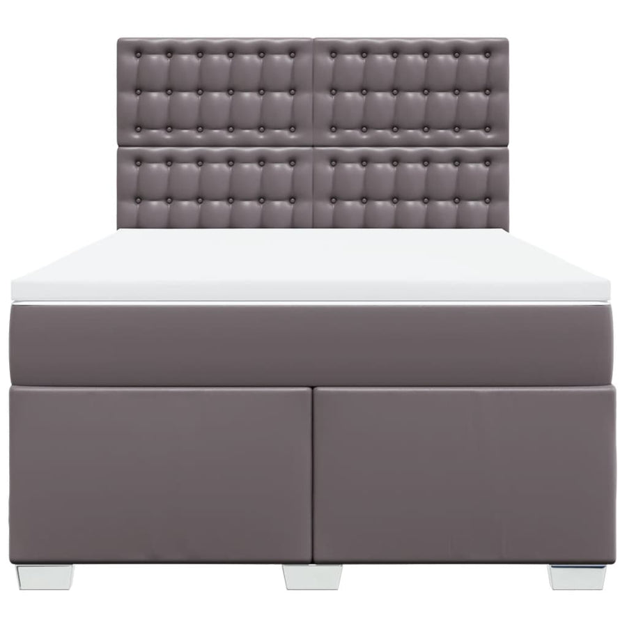 Boxspring met matras kunstleer grijs 140x190 cm