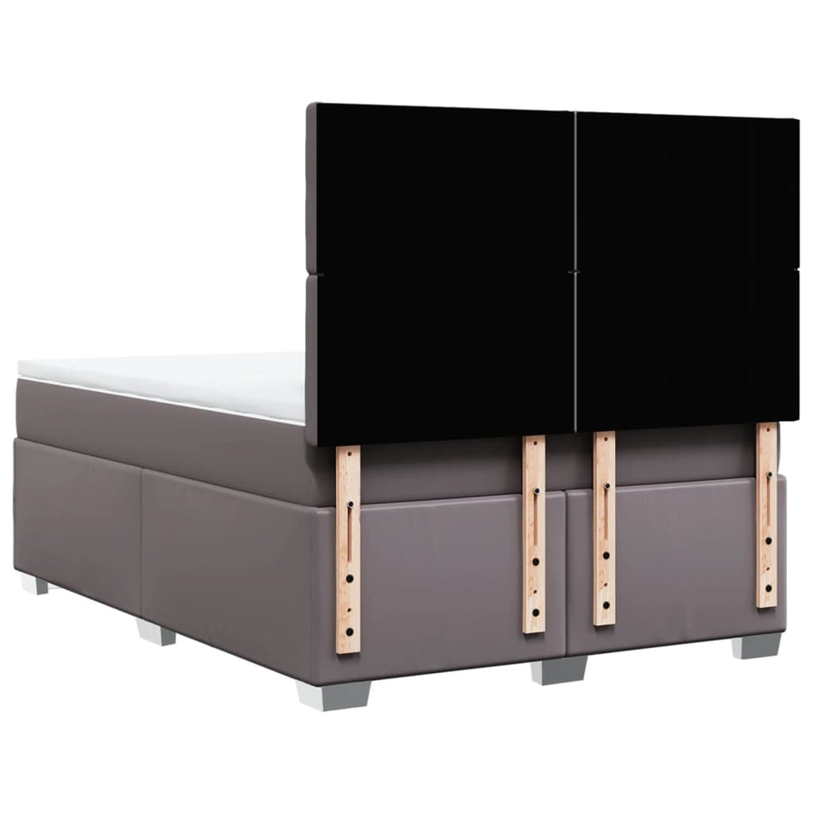 Boxspring met matras kunstleer grijs 140x190 cm