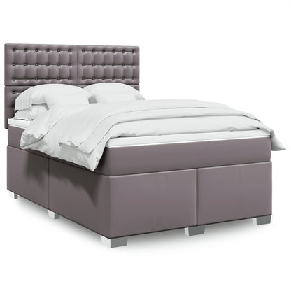Boxspring met matras kunstleer grijs 140x190 cm