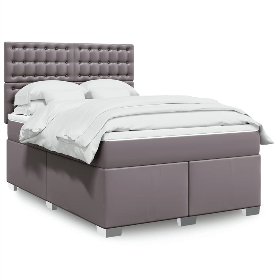 Boxspring met matras kunstleer grijs 140x190 cm