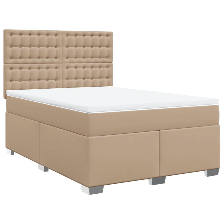 Boxspring met matras kunstleer cappuccinokleurig 140x190 cm
