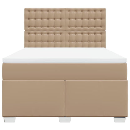 Boxspring met matras kunstleer cappuccinokleurig 140x190 cm