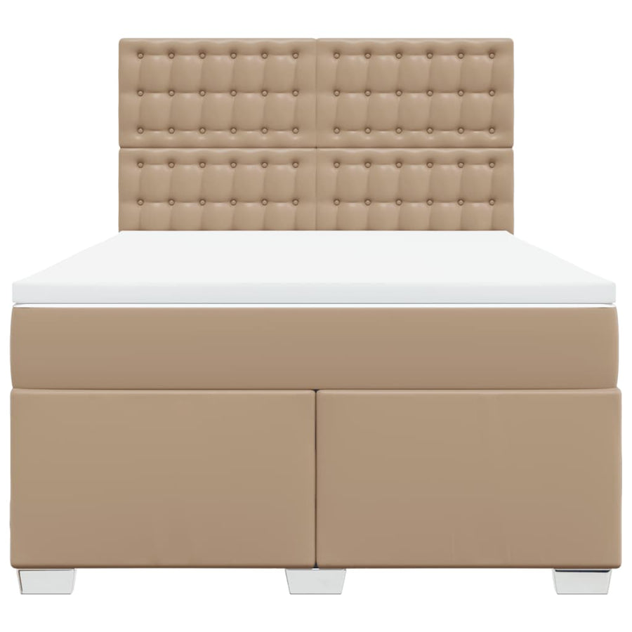 Boxspring met matras kunstleer cappuccinokleurig 140x190 cm