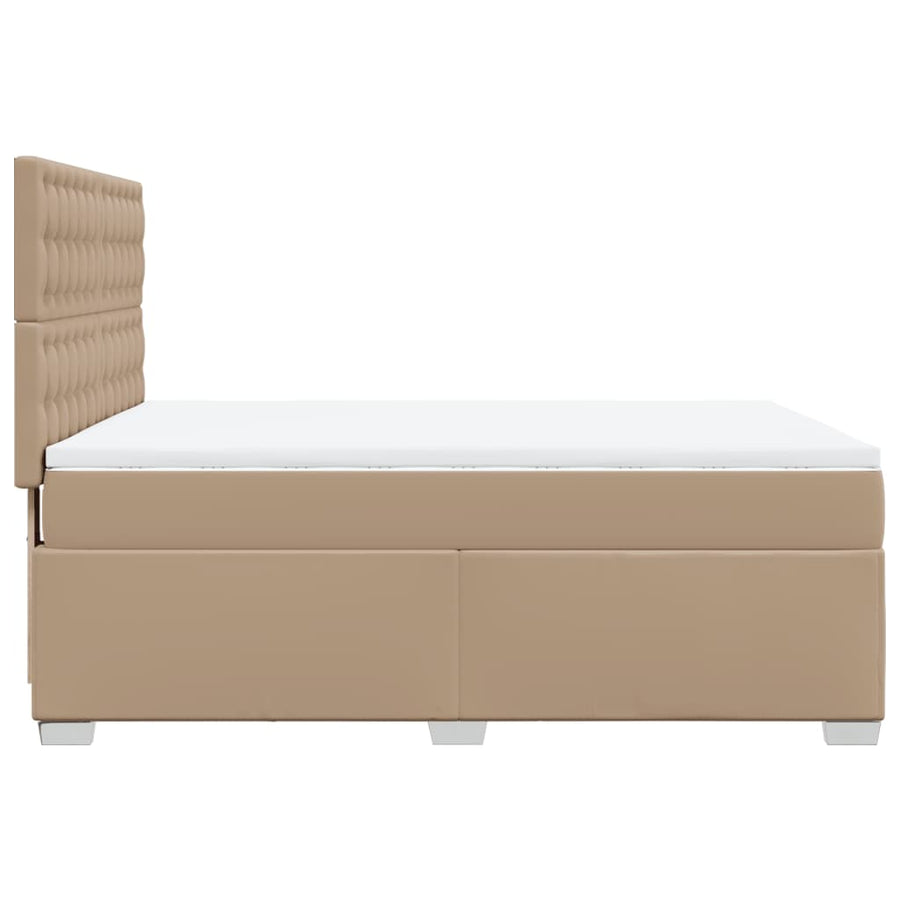 Boxspring met matras kunstleer cappuccinokleurig 140x190 cm