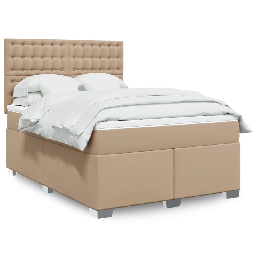 Boxspring met matras kunstleer cappuccinokleurig 140x190 cm