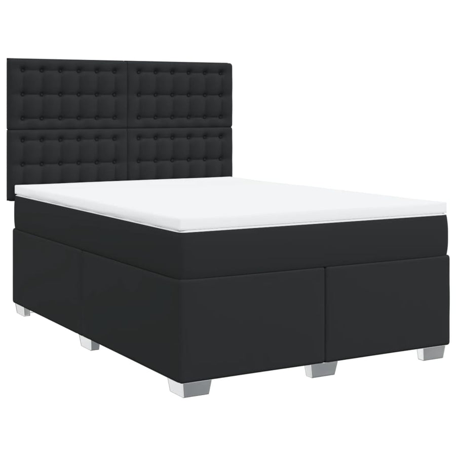 Boxspring met matras kunstleer zwart 140x200 cm