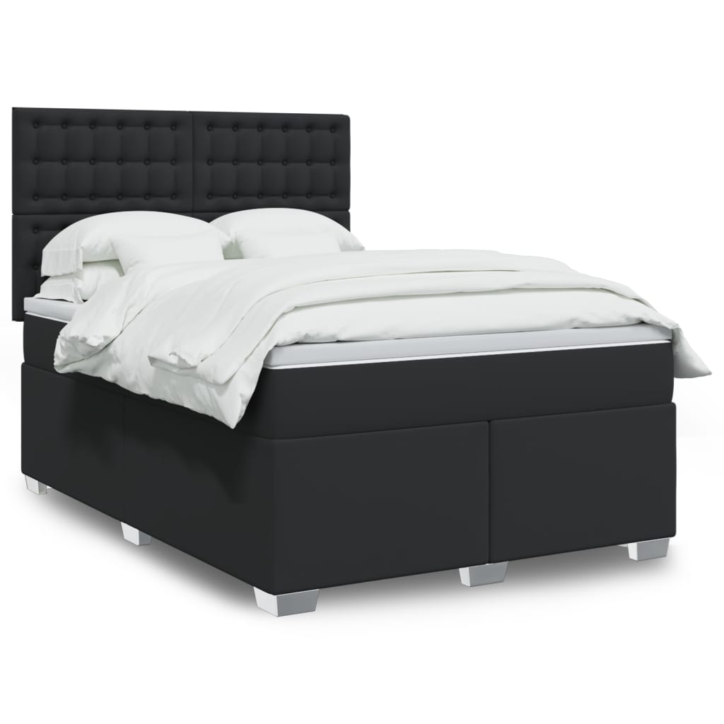 Boxspring met matras kunstleer zwart 140x200 cm