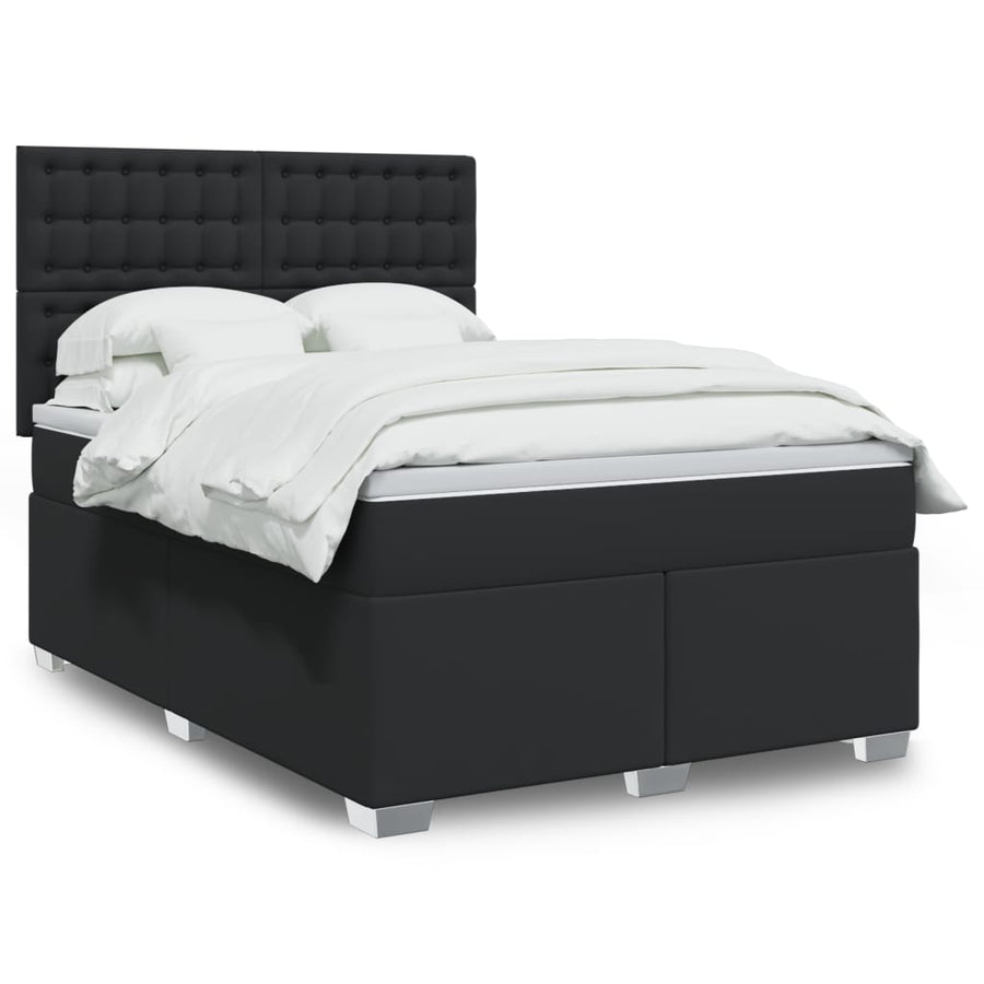 Boxspring met matras kunstleer zwart 140x200 cm