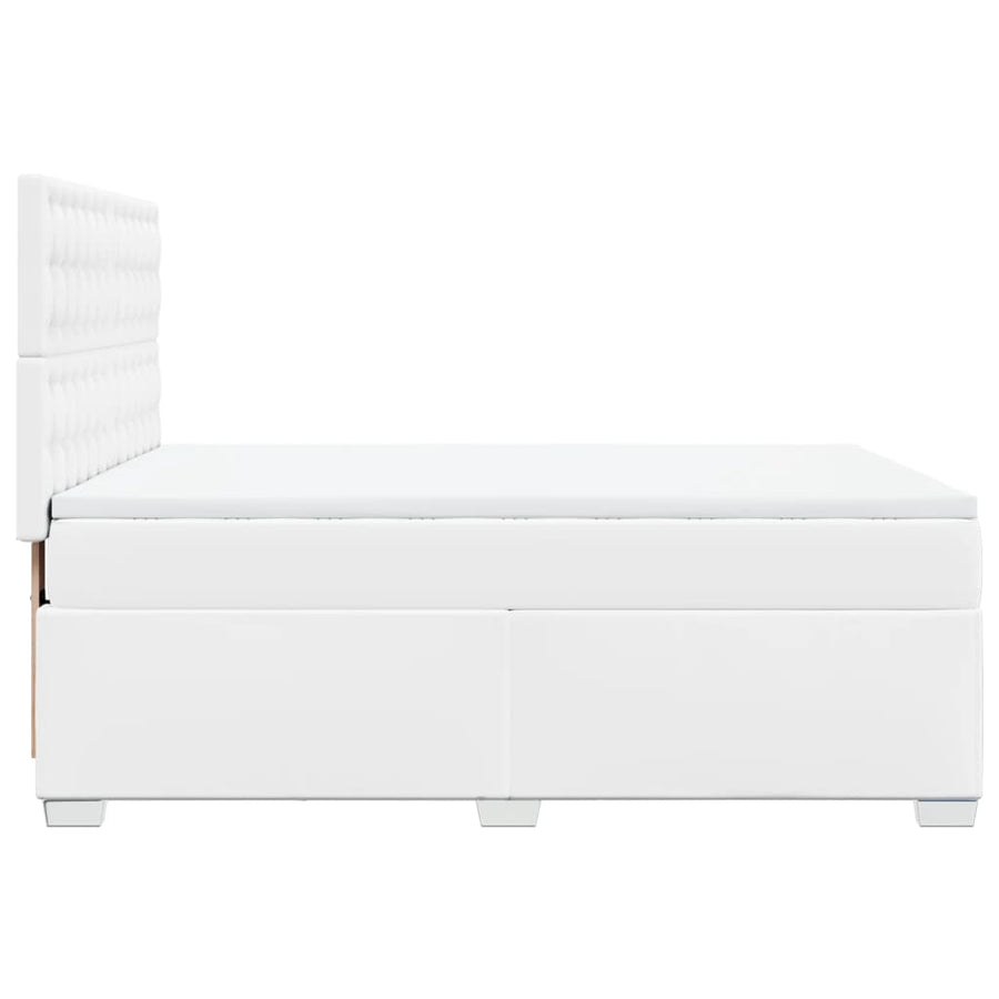 Boxspring met matras kunstleer wit 140x200 cm