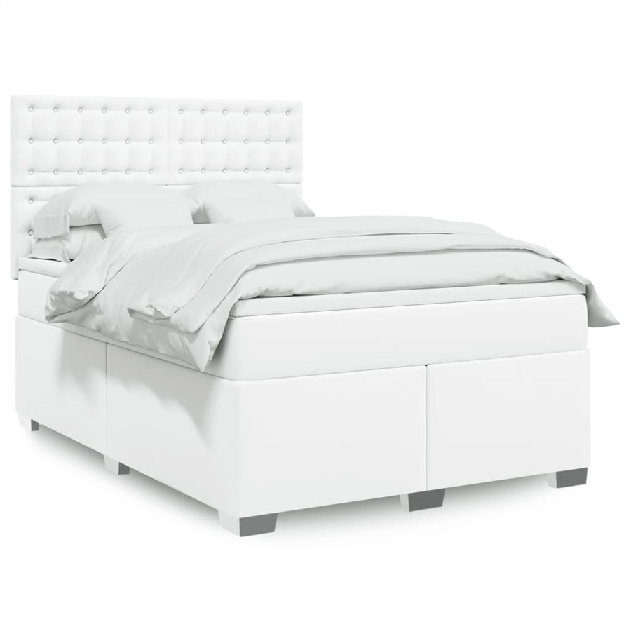 Boxspring met matras kunstleer wit 140x200 cm