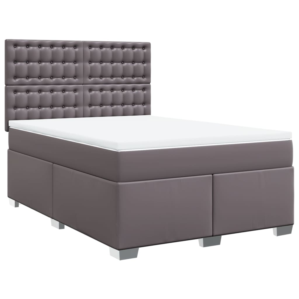 Boxspring met matras kunstleer grijs 140x200 cm