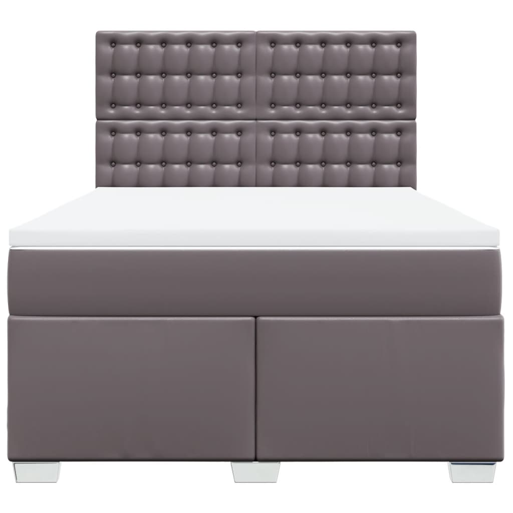 Boxspring met matras kunstleer grijs 140x200 cm