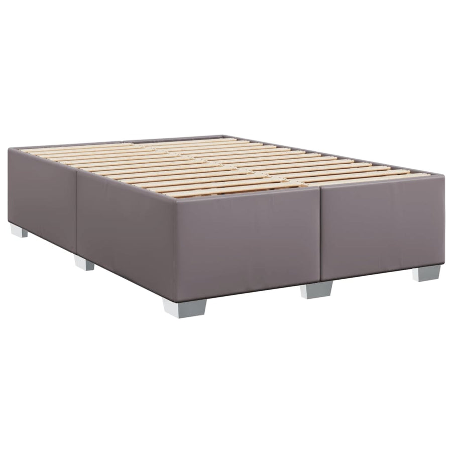 Boxspring met matras kunstleer grijs 140x200 cm