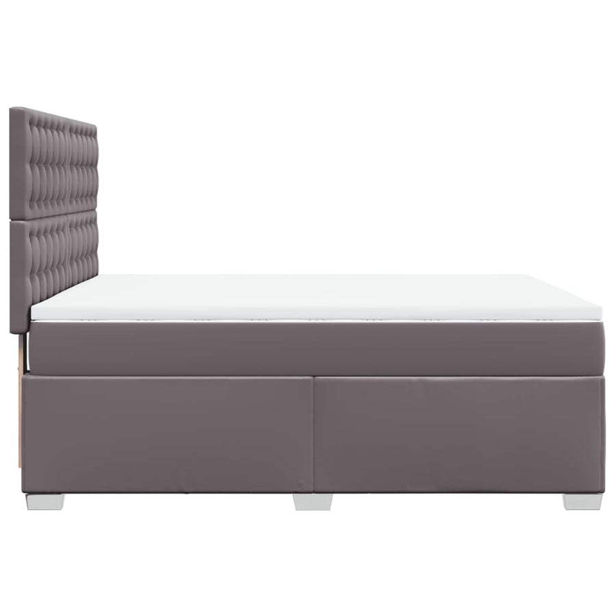 Boxspring met matras kunstleer grijs 140x200 cm