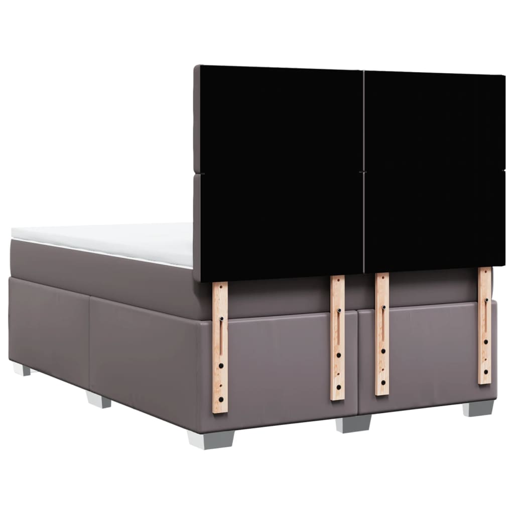 Boxspring met matras kunstleer grijs 140x200 cm