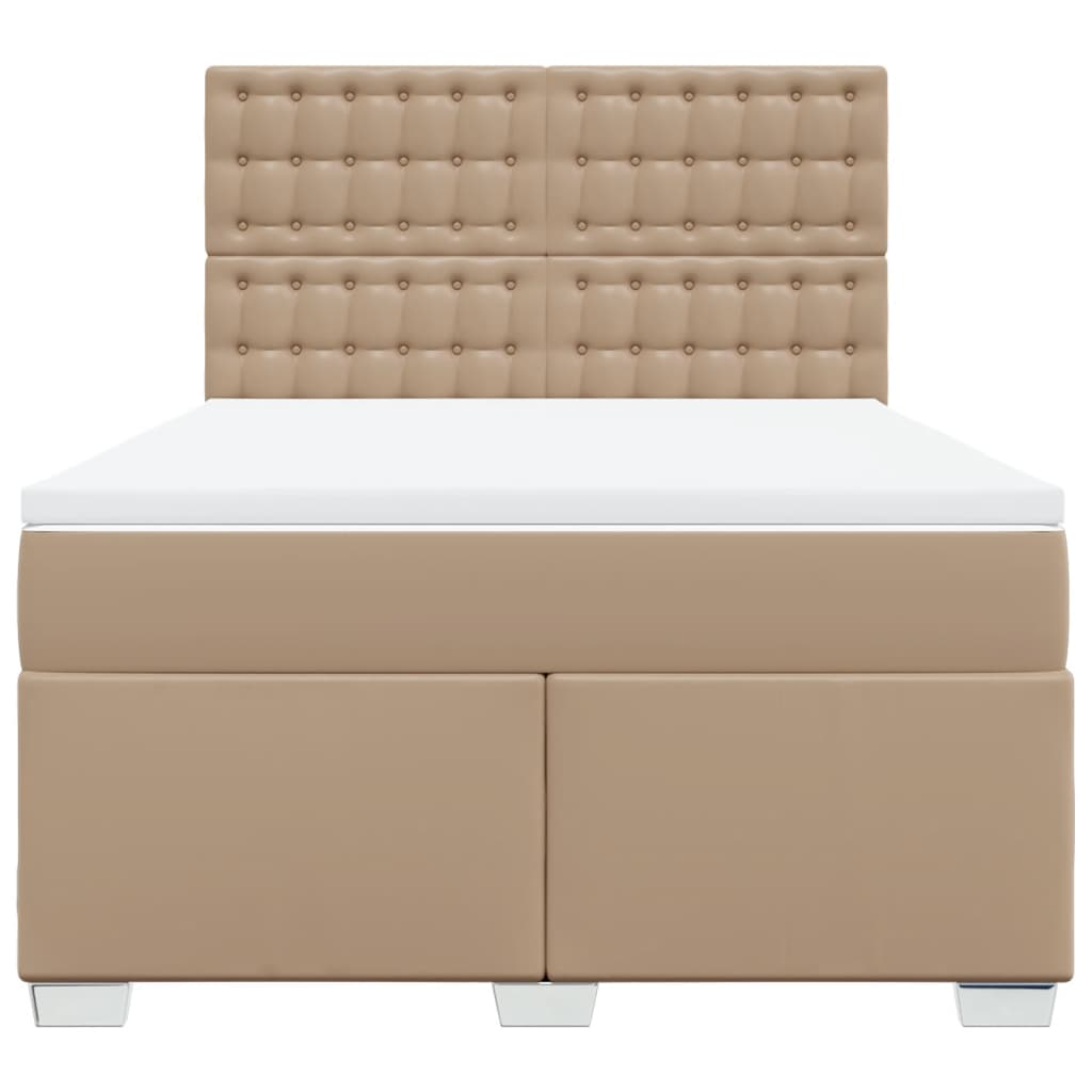 Boxspring met matras kunstleer cappuccinokleurig 140x200 cm