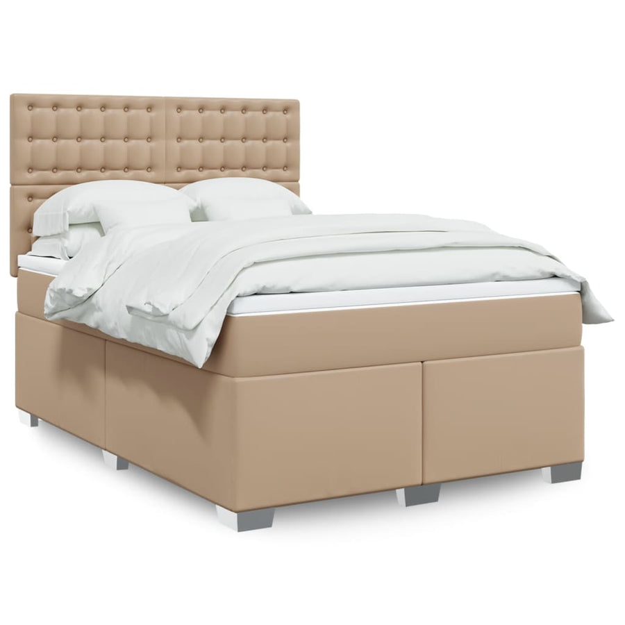 Boxspring met matras kunstleer cappuccinokleurig 140x200 cm