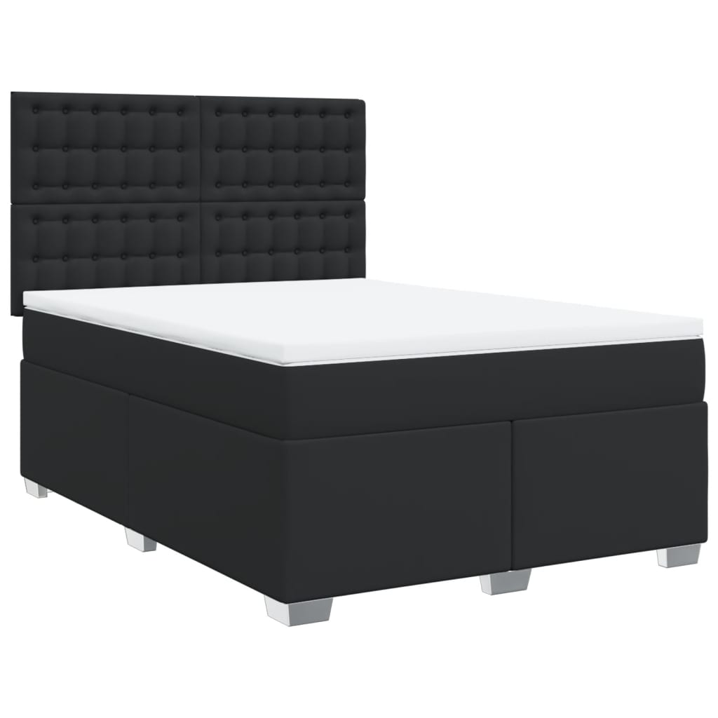 Boxspring met matras kunstleer zwart 160x200 cm
