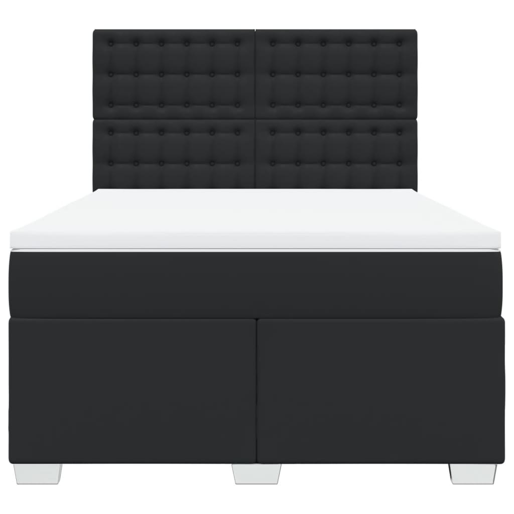 Boxspring met matras kunstleer zwart 160x200 cm