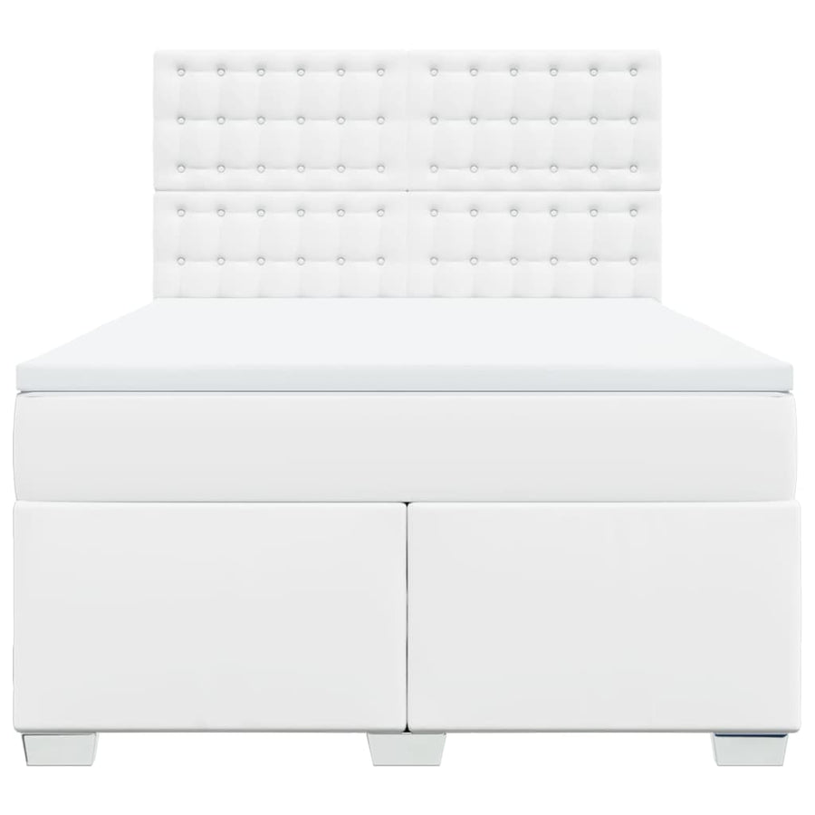 Boxspring met matras kunstleer wit 160x200 cm