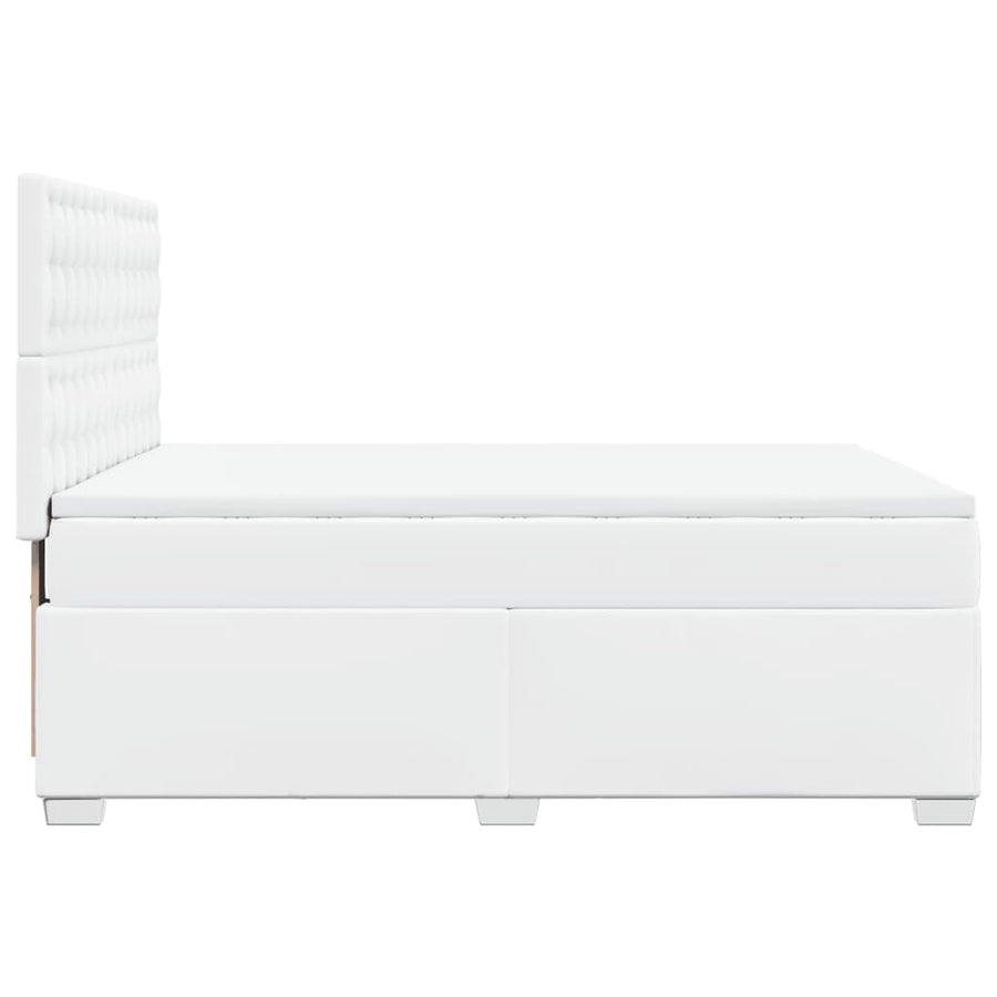 Boxspring met matras kunstleer wit 160x200 cm