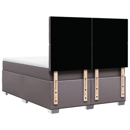 Boxspring met matras kunstleer grijs 160x200 cm