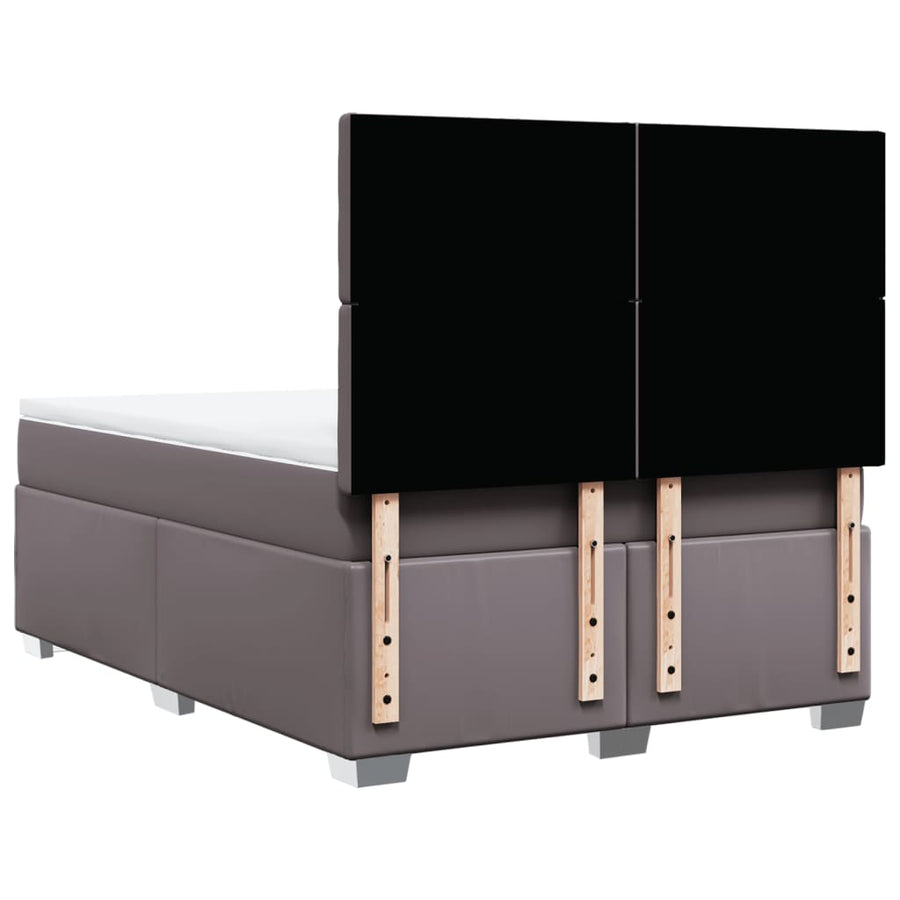 Boxspring met matras kunstleer grijs 160x200 cm