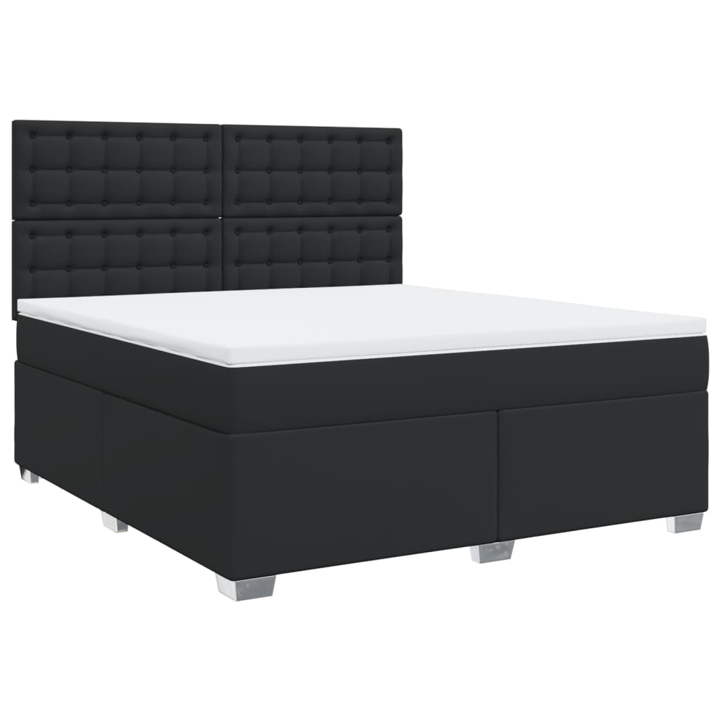 Boxspring met matras kunstleer zwart 180x200 cm