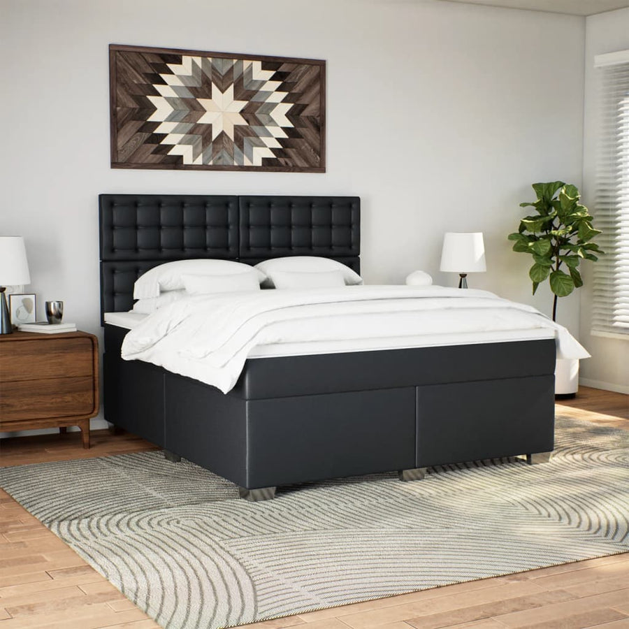 Boxspring met matras kunstleer zwart 180x200 cm