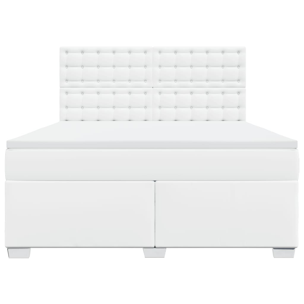 Boxspring met matras kunstleer wit 180x200 cm