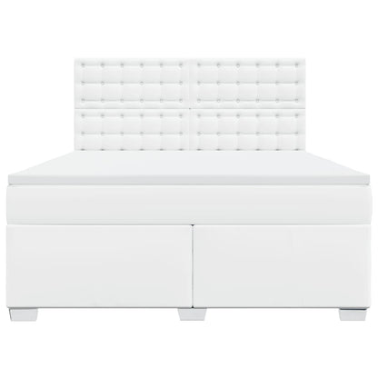 Boxspring met matras kunstleer wit 180x200 cm