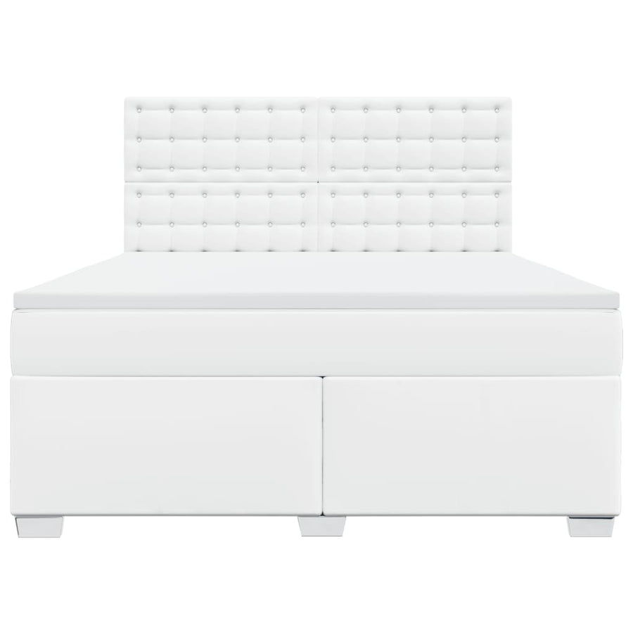 Boxspring met matras kunstleer wit 180x200 cm