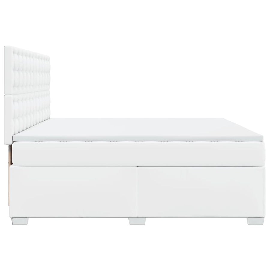 Boxspring met matras kunstleer wit 180x200 cm