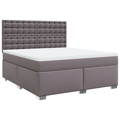 Boxspring met matras kunstleer grijs 180x200 cm