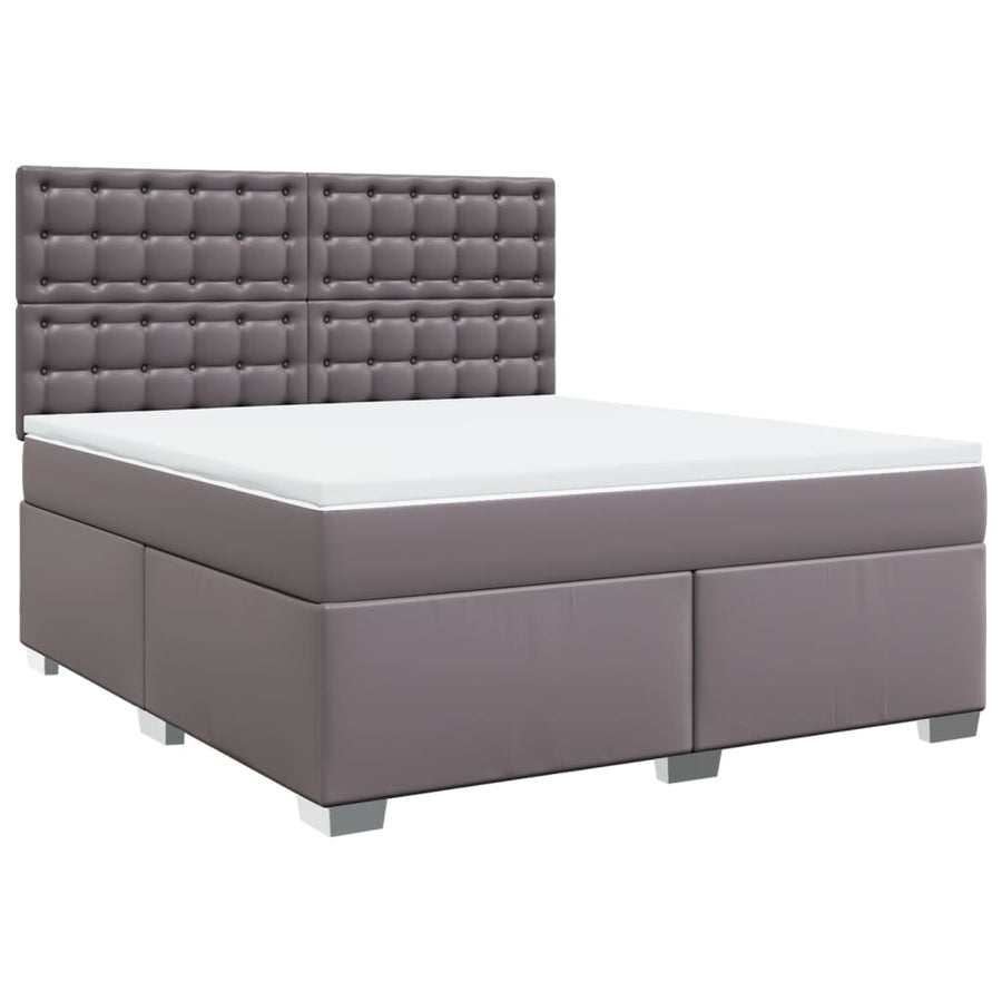 Boxspring met matras kunstleer grijs 180x200 cm