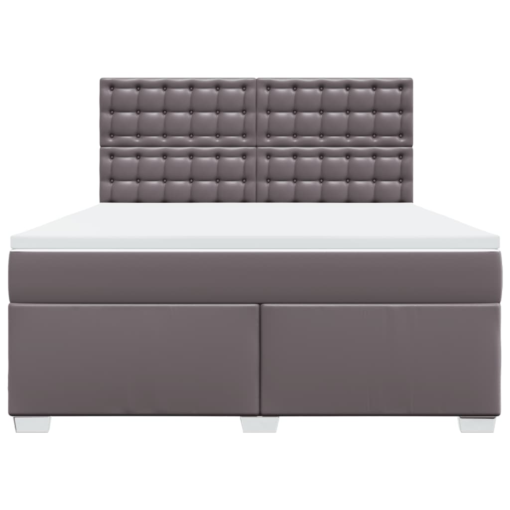 Boxspring met matras kunstleer grijs 180x200 cm